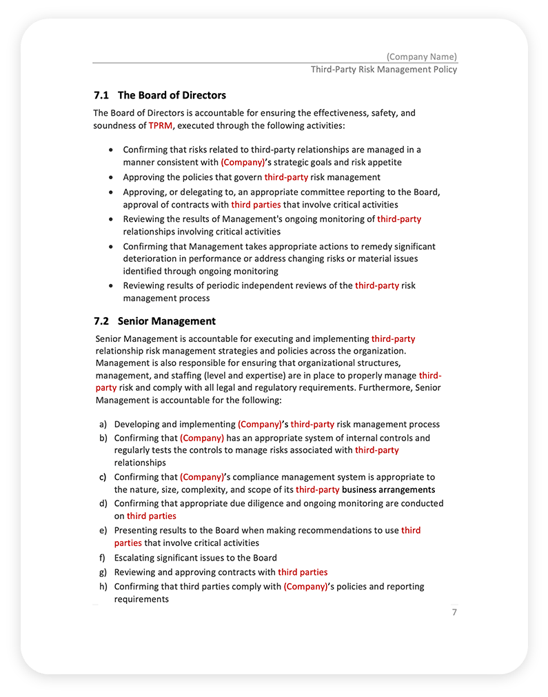 ThirdParty Risk Management Policy Template